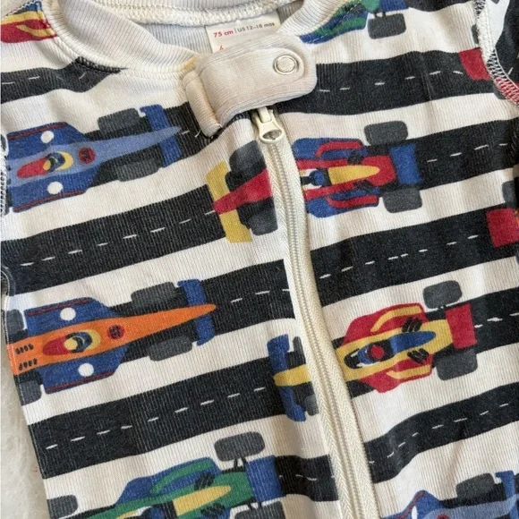 Hanna Andersson Baby One-Piece Pajamas- Colorful Cool Race Car Design - Picture 3 of 4